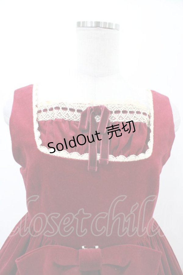 画像4: metamorphose / 別珍ハイウエストリボンジャンパースカート Free ワイン H-26-02-13-1034-ME-OP-NS-ZH (4)