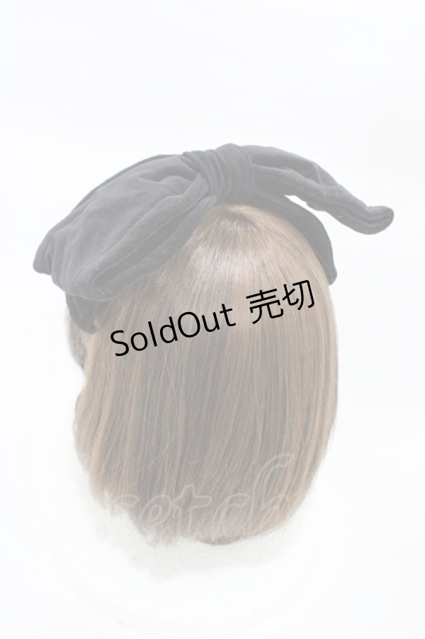 画像2: metamorphose / 別珍リボンヘッドドレス  ブラック H-26-02-13-1004-ME-AC-NS-ZH (2)