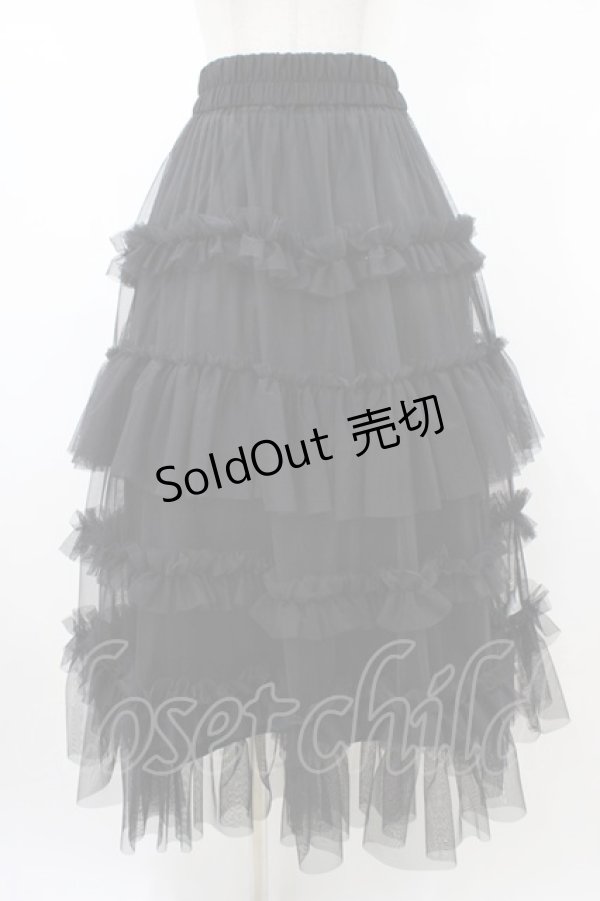 画像1: axes femme / フリルチュールティアードスカート M ブラック H-26-02-13-1039-AX-SK-NS-ZH (1)