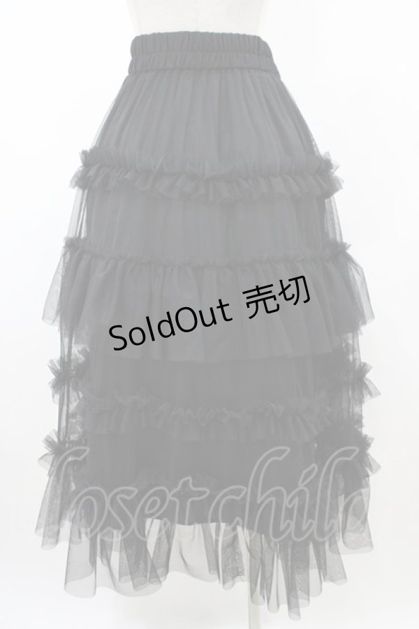 画像2: axes femme / フリルチュールティアードスカート M ブラック H-26-02-13-1039-AX-SK-NS-ZH (2)