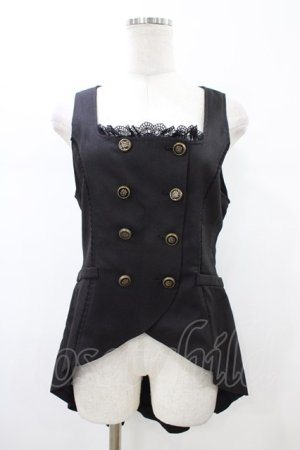 画像: axes femme POETIQUE / ノーカラーロングベスト M ブラック H-26-02-13-1043-AX-TO-NS-ZH