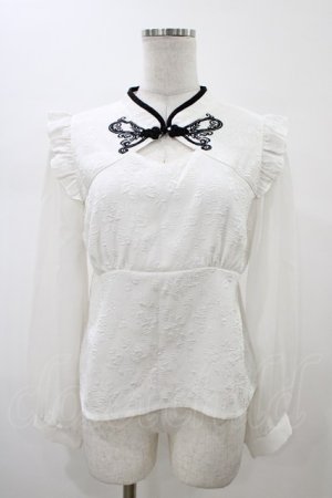 画像: axes femme POETIQUE / チャイナバタフライ刺繍ブラウス M オフ H-26-02-13-1046-AX-BL-NS-ZH