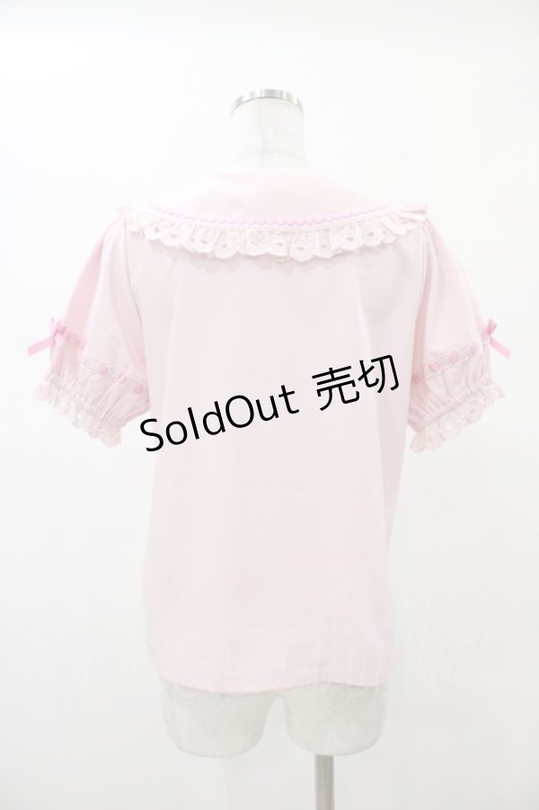 画像2: axes femme kawaii / 梯子レース半袖ブラウス M ピンク H-26-02-13-1050-AX-BL-NS-ZH (2)