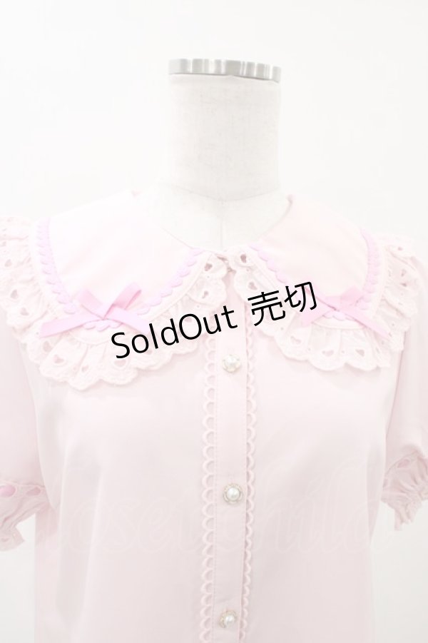 画像3: axes femme kawaii / 梯子レース半袖ブラウス M ピンク H-26-02-13-1050-AX-BL-NS-ZH (3)