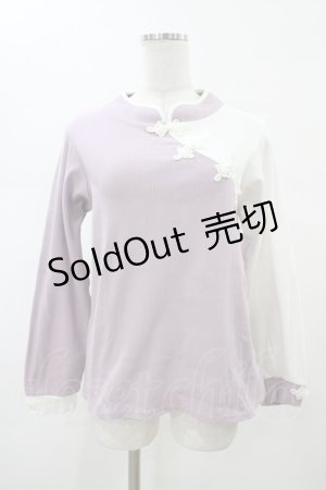 画像: axes femme / チャイナボタンバイカラープルオーバー M ラベンダー H-26-02-13-1052-AX-TO-NS-ZH