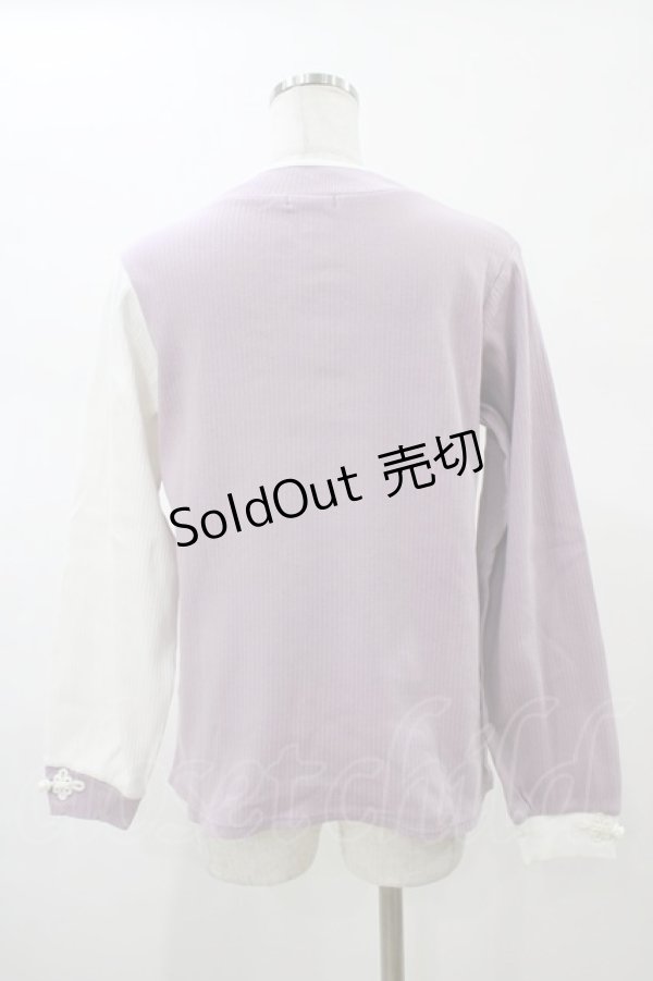 画像2: axes femme / チャイナボタンバイカラープルオーバー M ラベンダー H-26-02-13-1052-AX-TO-NS-ZH (2)