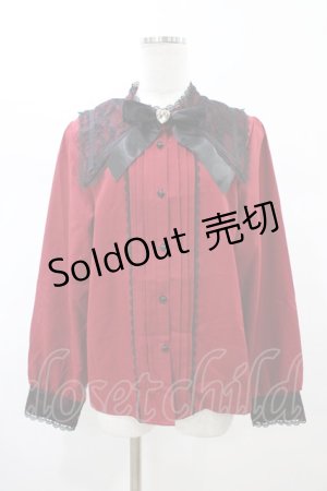 画像: DearMyLove / ハートリボンレースセーラー襟ブラウス 3L レッド H-26-02-13-1054-EL-BL-NS-ZH