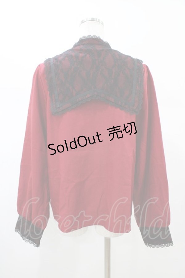 画像2: DearMyLove / ハートリボンレースセーラー襟ブラウス 3L レッド H-26-02-13-1054-EL-BL-NS-ZH (2)