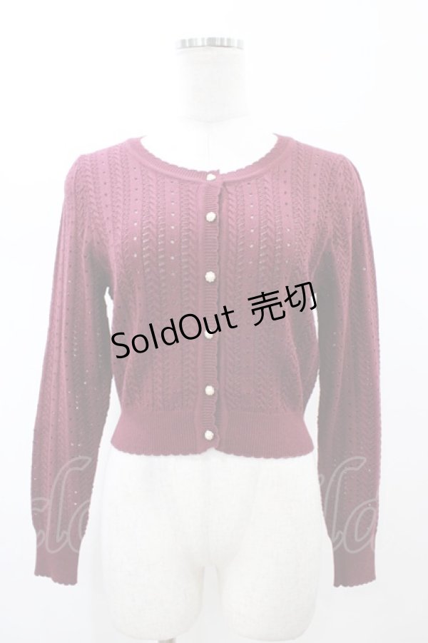 画像1: Amavel / 透かし編みカーディガン Free ボルドー H-26-02-13-1055-CA-TO-NS-ZH (1)