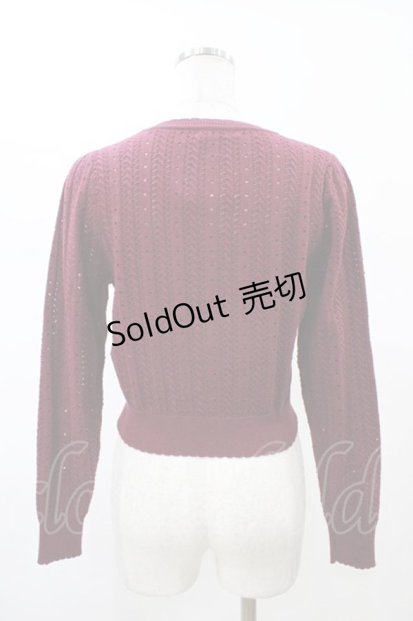 画像2: Amavel / 透かし編みカーディガン Free ボルドー H-26-02-13-1055-CA-TO-NS-ZH (2)