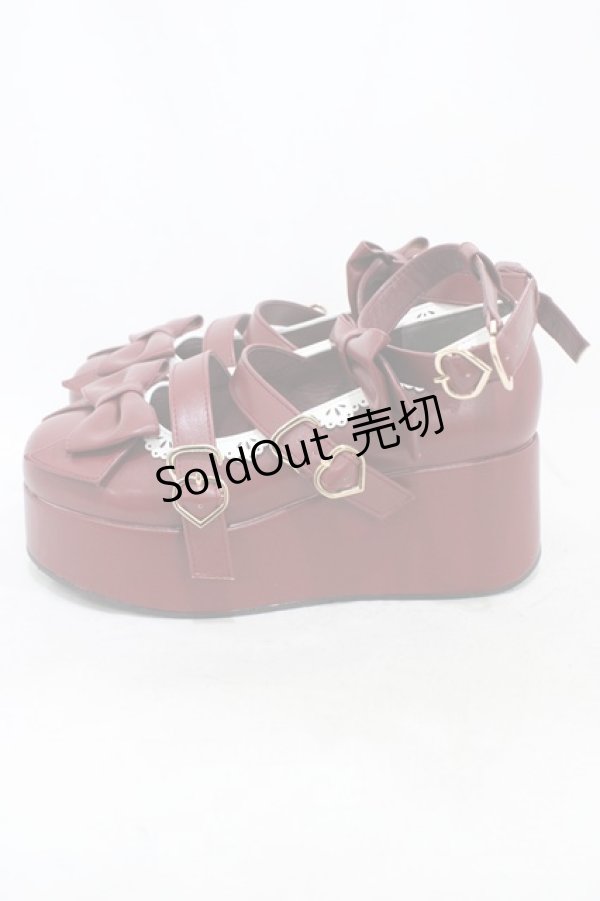 画像2: axes femme kawaii / リボンスカラップ配色シューズ M(23.5cm) ワイン H-26-02-13-1001-AX-SH-NS-ZH (2)