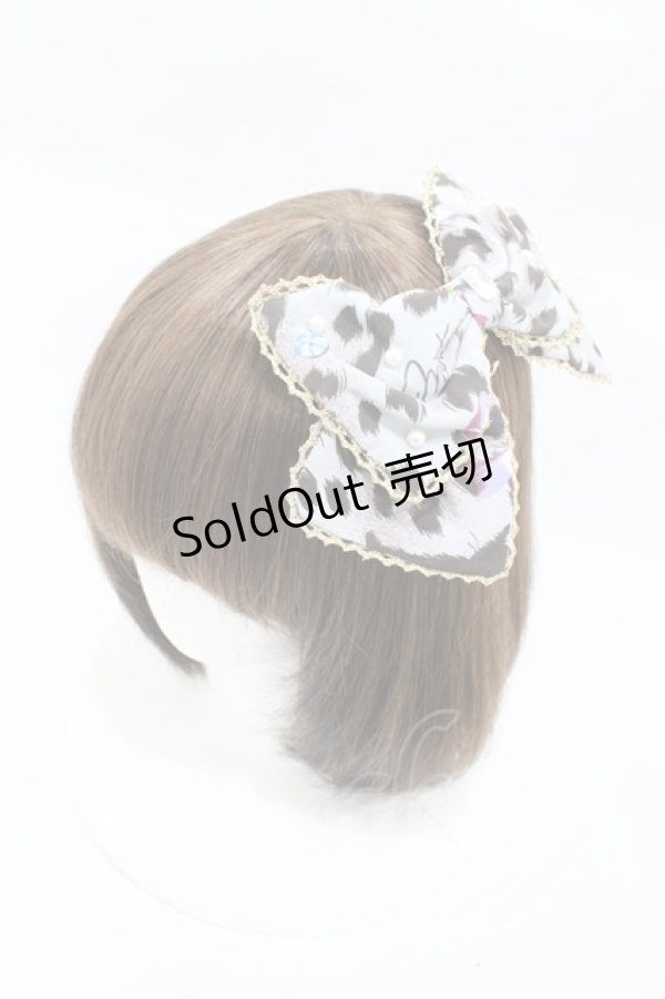 画像1: metamorphose / ジュエルレオパードバレッタ  グレー H-26-02-13-1007-ME-AC-NS-ZH (1)