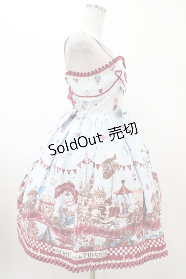 画像3: ALICE and the PIRATES / アリスのワンダーカーチェイス柄ジャンパースカートI Free サックス H-26-02-13-1016-PA-OP-NS-ZH (3)