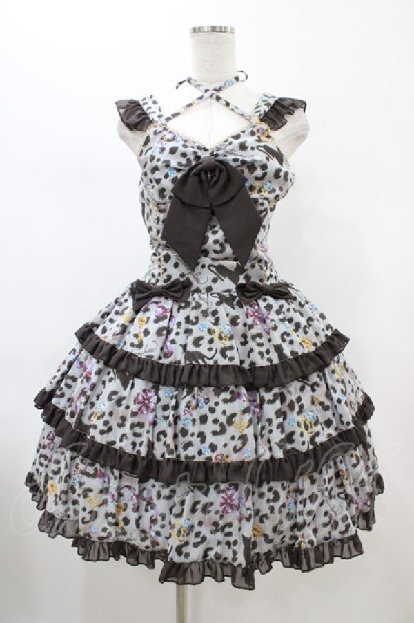 画像1: metamorphose / ジュエルレオパードローウエストジャンパスカート Free  H-26-02-13-1019-ME-OP-NS-ZH (1)