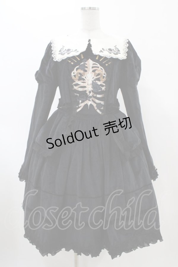 画像1: Lingxi（海外ロリータブランド） / ベロアワンピース XL ブラック H-26-02-13-1021-0-OP-NS-ZH (1)