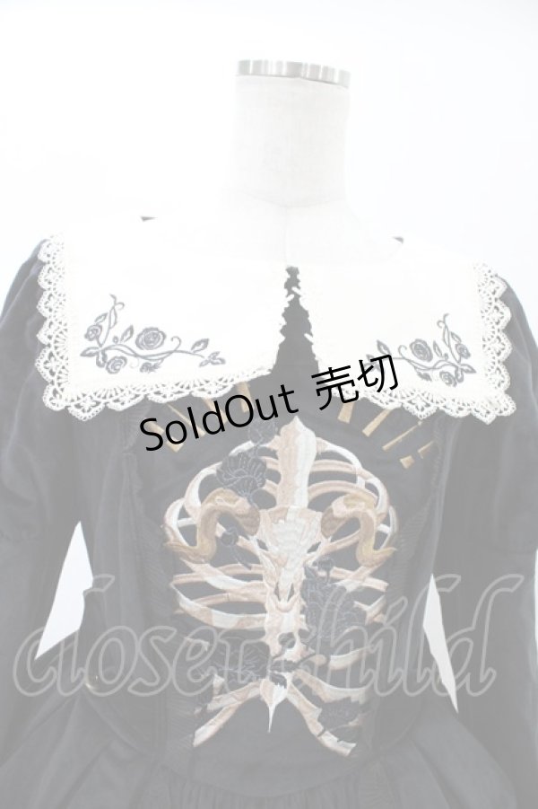 画像3: Lingxi（海外ロリータブランド） / ベロアワンピース XL ブラック H-26-02-13-1021-0-OP-NS-ZH (3)