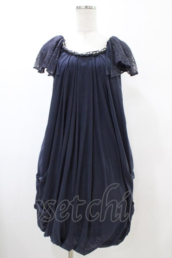 画像1: axes femme / バルーンワンピース M ネイビー H-26-02-13-1024-AX-OP-NS-ZH (1)