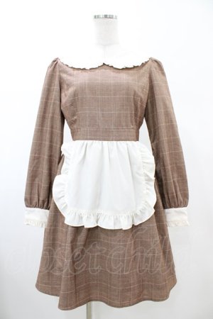画像: Ank Rouge / エプロンチェックワンピース M ブラウン H-26-02-13-1026-CA-OP-NS-ZH