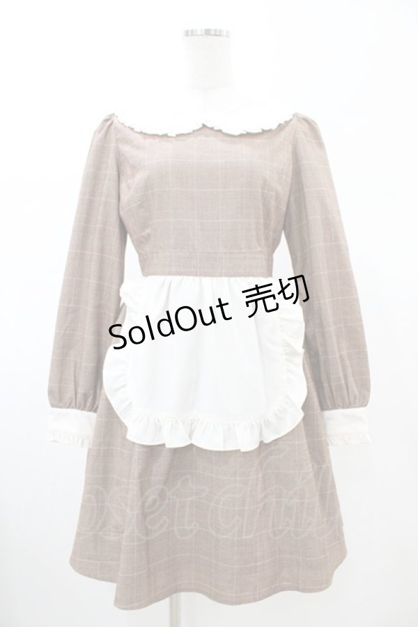 画像1: Ank Rouge / エプロンチェックワンピース M ブラウン H-26-02-13-1026-CA-OP-NS-ZH (1)