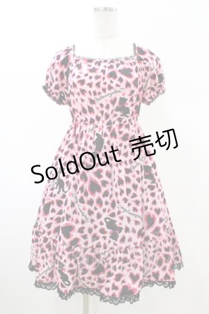 画像: metamorphose / ハートひょう柄半袖ワンピース Free ピンク H-26-02-13-1027-ME-OP-NS-ZH