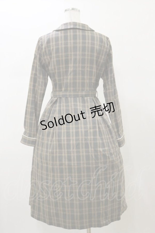 画像2: Fi.n.t / ヨーク切替ボウタイチェックワンピース  グリーン H-26-02-13-077-CA-OP-KB-ZH (2)