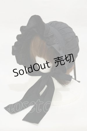 画像: HERHUM / 後リボンフルボンネット  ブラック H-26-02-13-012-LO-AC-KB-ZH