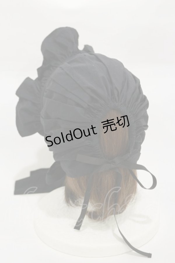画像2: HERHUM / 後リボンフルボンネット  ブラック H-26-02-13-012-LO-AC-KB-ZH (2)