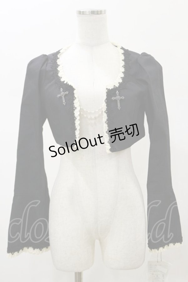 画像1: Moi-meme-Moitie / 十字架ボタンボレロ 2 ブラック×アイボリー H-26-02-13-022-MO-TO-KB-ZH (1)