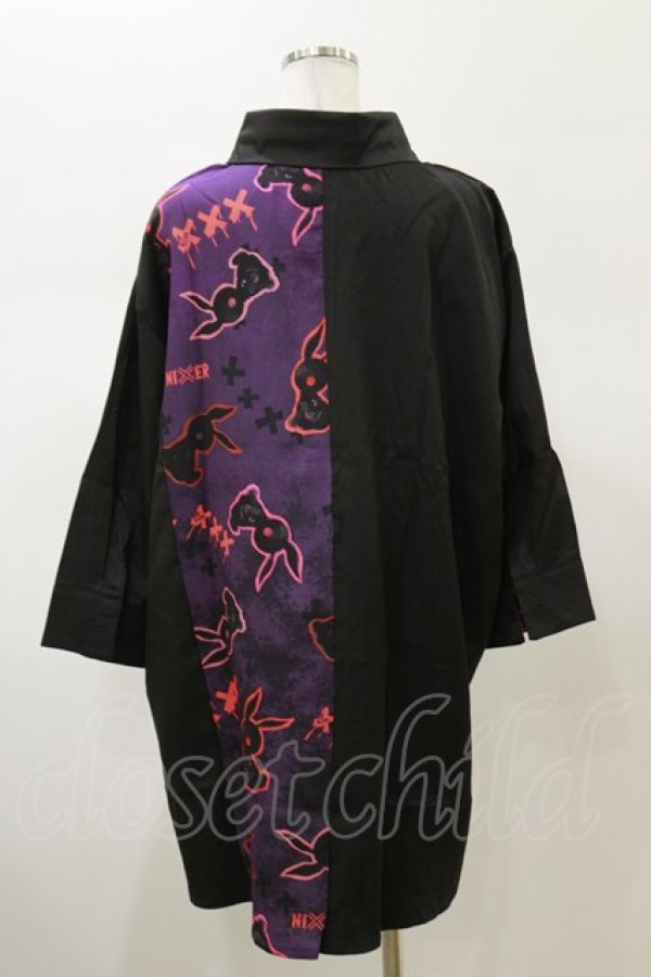 画像2: NieR Clothing / プリント切替シャツ  黒 H-26-02-13-031-PU-BL-AK-ZH (2)