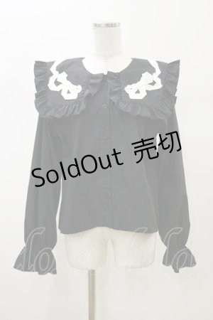 画像: merry jenny / ribbonフリルカラーブラウス  ブラック H-26-02-13-032-LO-BL-KB-ZH