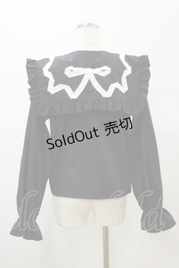 画像2: merry jenny / ribbonフリルカラーブラウス  ブラック H-26-02-13-032-LO-BL-KB-ZH (2)