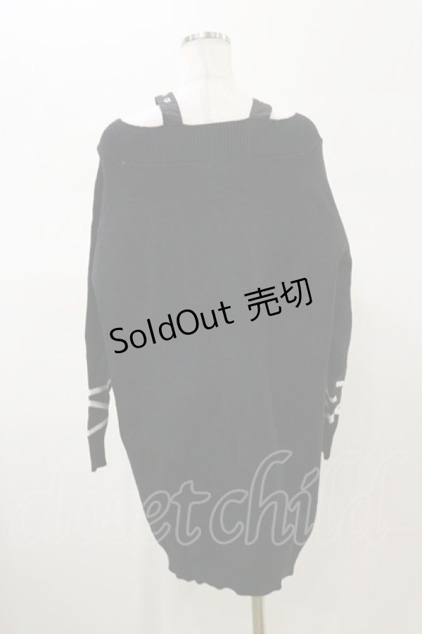 画像2: NieR Clothing / ベルトストラップオフショルダーロングニット F 黒 H-26-02-13-033-PU-TO-AK-ZH (2)