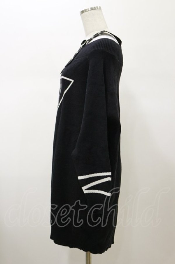 画像3: NieR Clothing / ベルトストラップオフショルダーロングニット F 黒 H-26-02-13-033-PU-TO-AK-ZH (3)