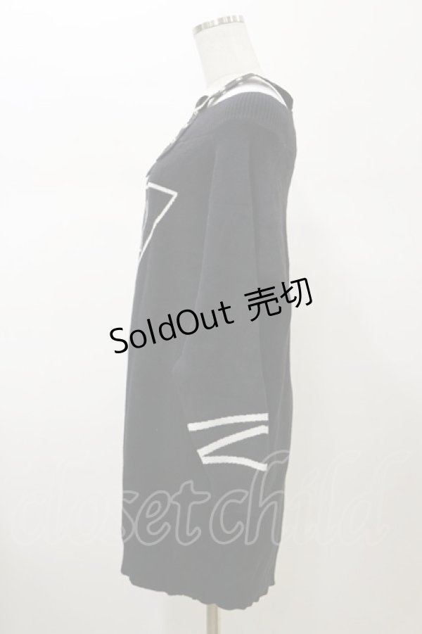 画像3: NieR Clothing / ベルトストラップオフショルダーロングニット F 黒 H-26-02-13-033-PU-TO-AK-ZH (3)