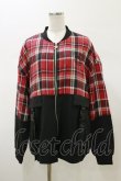 画像1: NieR Clothing / チェック切替ZIPジャケット F 黒×赤 H-26-02-13-034-PU-JA-AK-ZH (1)