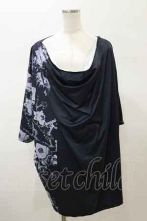 画像: NieR Clothing / プリント半袖CUTSEW F 黒 H-26-02-13-039-PU-TO-AK-ZH
