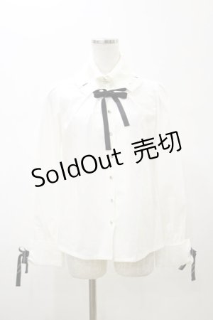 画像: Moi-meme-Moitie / グログランリボンブラウス  オフホワイト H-26-02-13-040-MO-BL-KB-ZH