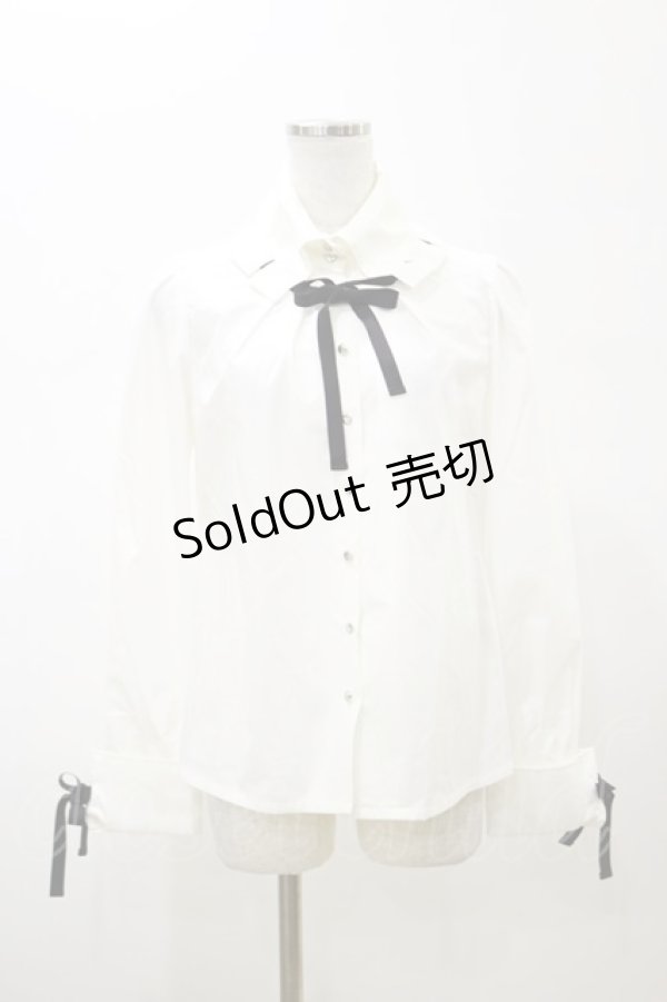 画像1: Moi-meme-Moitie / グログランリボンブラウス  オフホワイト H-26-02-13-040-MO-BL-KB-ZH (1)