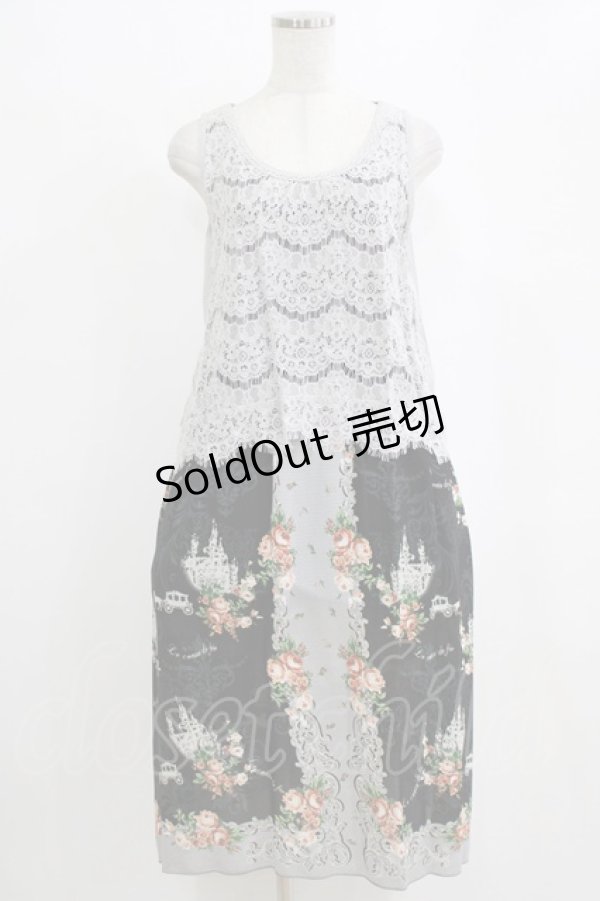 画像1: axes femme / レースドッキングワンピース M ブラック/グレー H-26-02-14-028-AX-OP-NS-ZH (1)