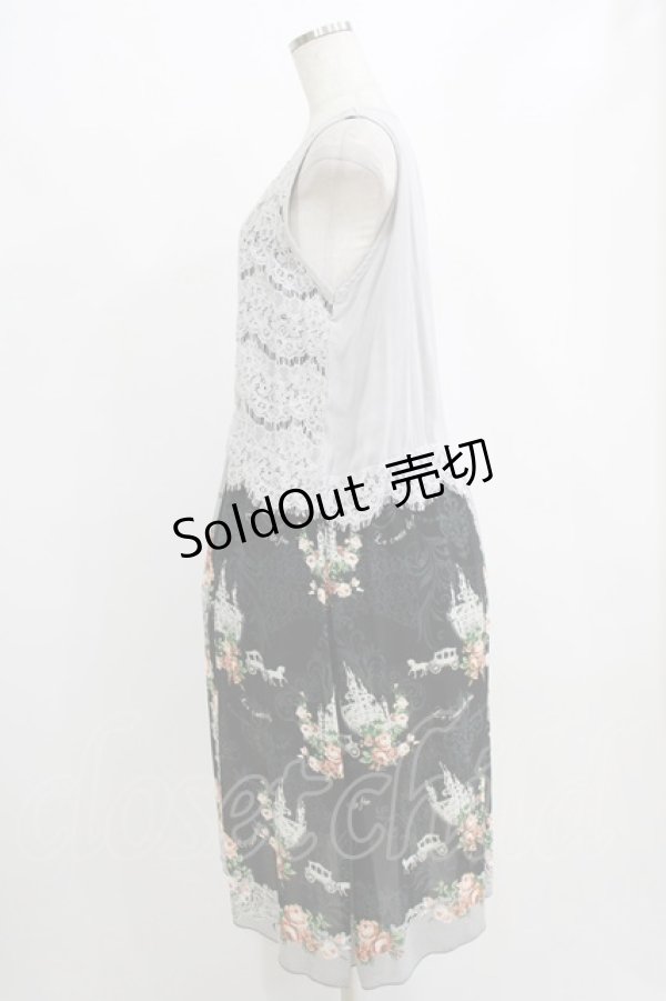 画像2: axes femme / レースドッキングワンピース M ブラック/グレー H-26-02-14-028-AX-OP-NS-ZH (2)