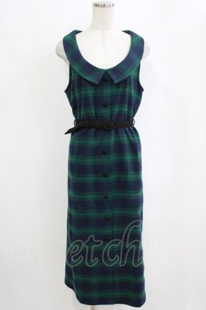 画像: an another angelus / 衿付チェックストレートジャンパースカート Free GREEN H-26-02-14-033-CA-OP-NS-ZH