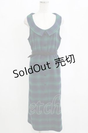 画像: an another angelus / 衿付チェックストレートジャンパースカート Free GREEN H-26-02-14-033-CA-OP-NS-ZH
