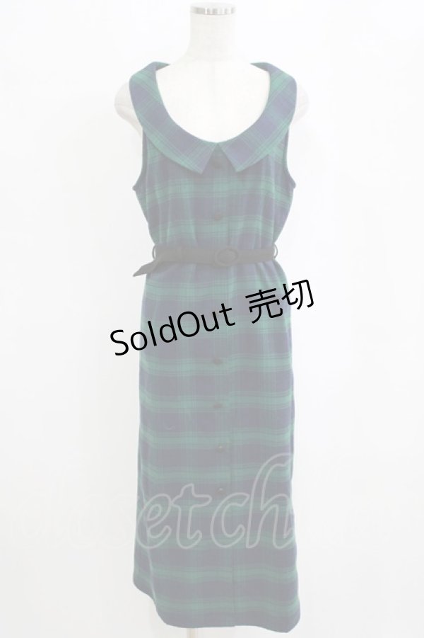 画像1: an another angelus / 衿付チェックストレートジャンパースカート Free GREEN H-26-02-14-033-CA-OP-NS-ZH (1)