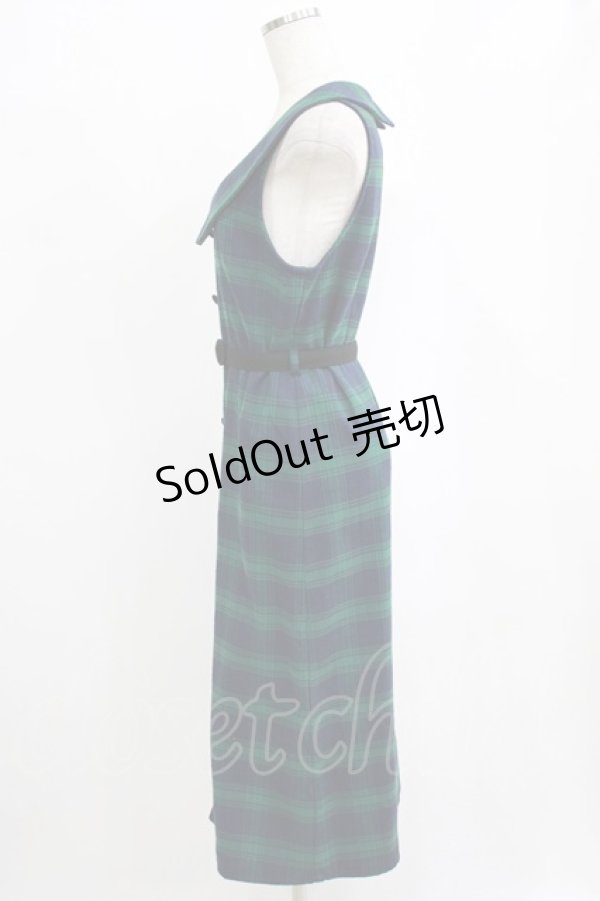 画像2: an another angelus / 衿付チェックストレートジャンパースカート Free GREEN H-26-02-14-033-CA-OP-NS-ZH (2)