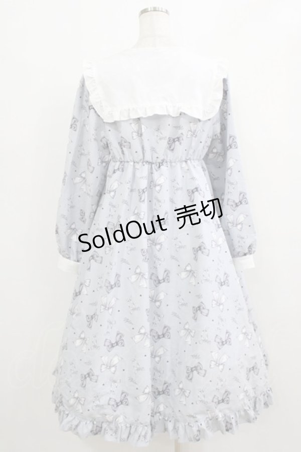 画像3: Lovely Tency / 眞白ありす/リボン柄襟付きワンピース LL ブルー H-26-02-14-004-GO-OP-NS-ZH (3)