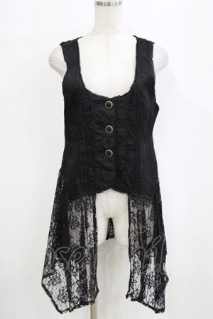 画像: axes femme / レース使いJQロングベスト M ブラック H-26-02-14-038-AX-TO-NS-ZH