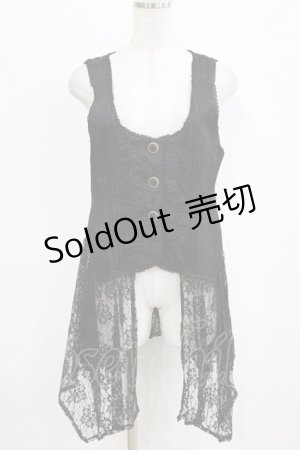 画像: axes femme / レース使いJQロングベスト M ブラック H-26-02-14-038-AX-TO-NS-ZH