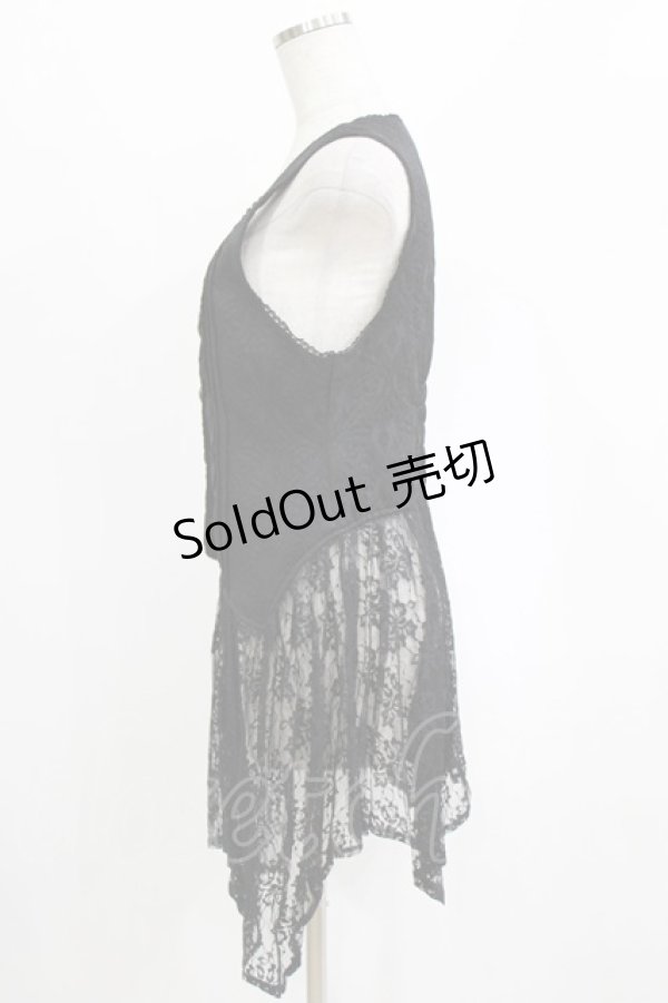 画像2: axes femme / レース使いJQロングベスト M ブラック H-26-02-14-038-AX-TO-NS-ZH (2)