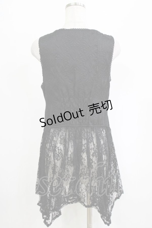 画像3: axes femme / レース使いJQロングベスト M ブラック H-26-02-14-038-AX-TO-NS-ZH (3)