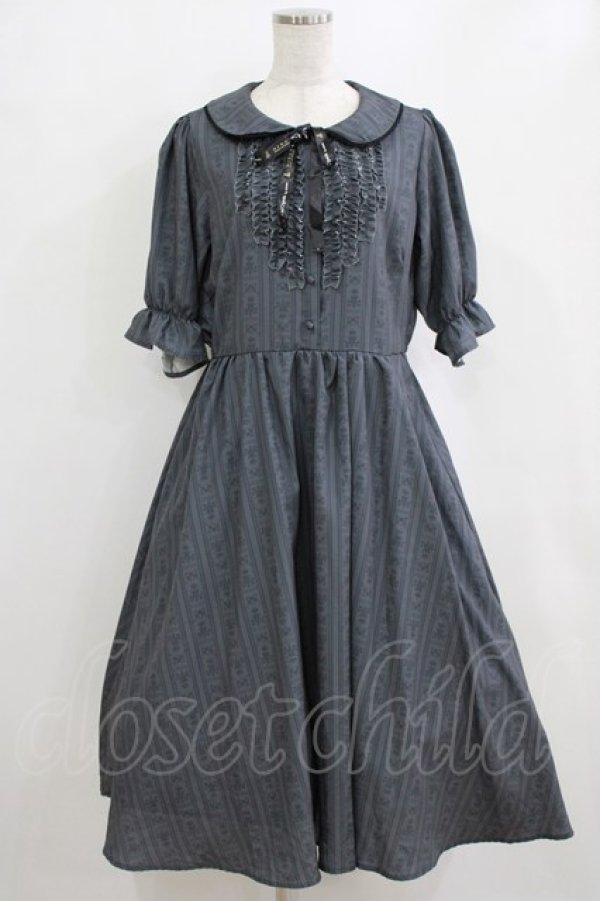 画像1: m petit by misako / MSKストライプフレアワンピース LL グレー H-26-02-14-005-LO-OP-NS-ZH (1)